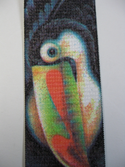 WILDLIFE TOUCAN Button On. 1 1/2"x 48" "Y" Style Leather Ends. Entirely Stretchable Hand Washable and Hang to Dry Cotton/Polyester Material. YB-PB130N48WLTC